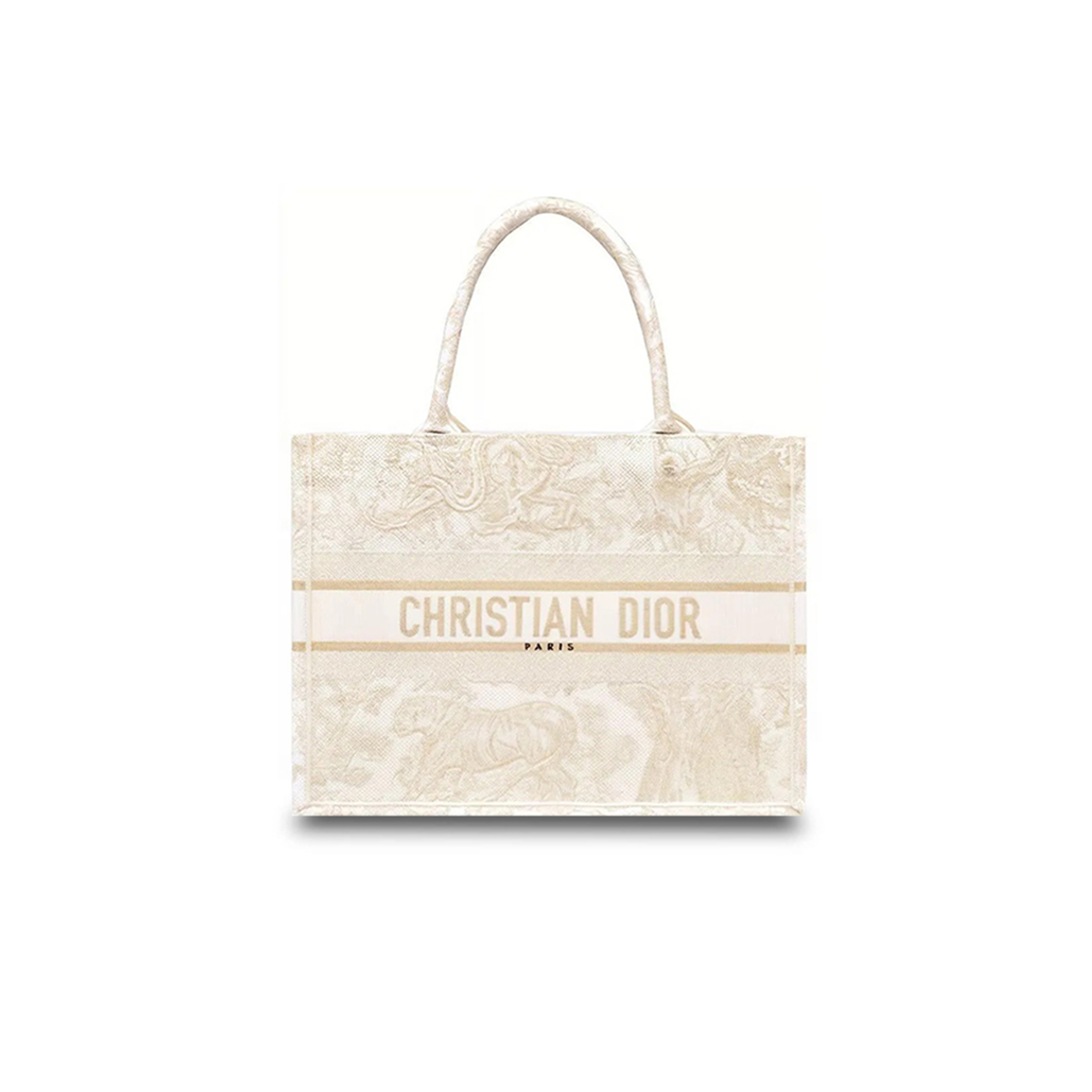 D*or canvas embroidered medium D*oriviera toile de jouy book tote gold m1296ztqo-m01e (36.5*28*17cm)